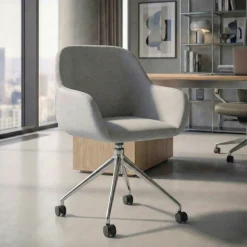 Sedia riunioni con ruote Greta, base in alluminio