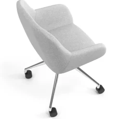 Sedia riunioni con ruote Greta, base in alluminio