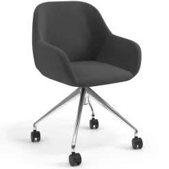 Sedia riunioni con ruote Greta, base in alluminio
