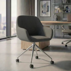 Sedia riunioni con ruote Greta, base in alluminio