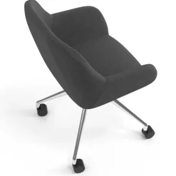Sedia riunioni con ruote Greta, base in alluminio