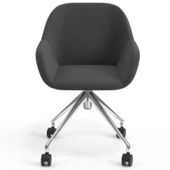 Sedia riunioni con ruote Greta, base in alluminio