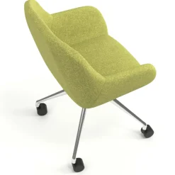 Sedia riunioni con ruote Greta, base in alluminio