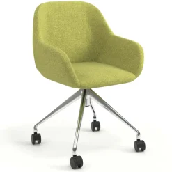 Sedia riunioni con ruote Greta, base in alluminio