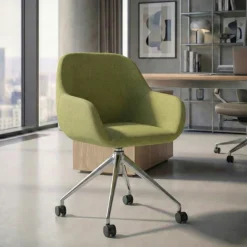 Sedia riunioni con ruote Greta, base in alluminio