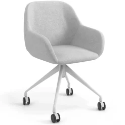 Sedia riunioni con ruote Greta, base in alluminio