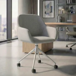 Sedia riunioni con ruote Greta, base in alluminio