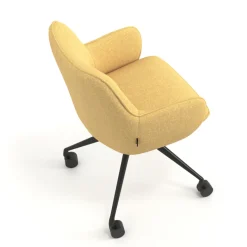 Sedia riunioni con ruote Nora, base in alluminio
