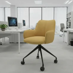 Sedia riunioni con ruote Nora, base in alluminio