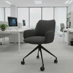 Sedia riunioni con ruote Nora, base in alluminio