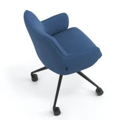 Sedia riunioni con ruote Nora, base in alluminio