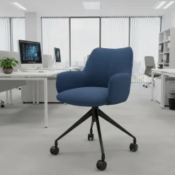 Sedia riunioni con ruote Nora, base in alluminio