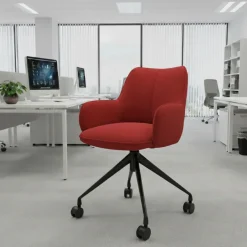 Sedia riunioni con ruote Nora, base in alluminio
