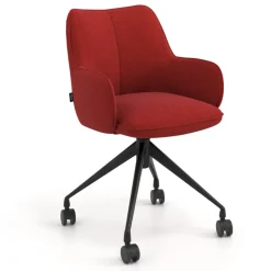 Sedia riunioni con ruote Nora, base in alluminio