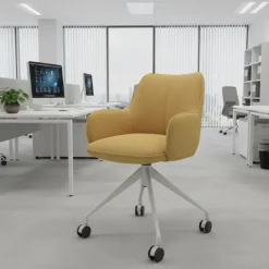 Sedia riunioni con ruote Nora, base in alluminio