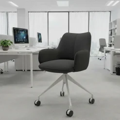 Sedia riunioni con ruote Nora, base in alluminio