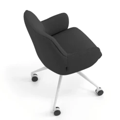 Sedia riunioni con ruote Nora, base in alluminio