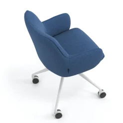 Sedia riunioni con ruote Nora, base in alluminio