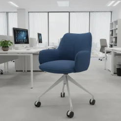 Sedia riunioni con ruote Nora, base in alluminio