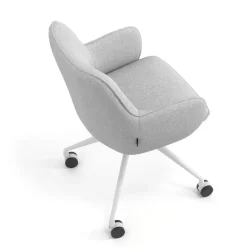 Sedia riunioni con ruote Nora, base in alluminio
