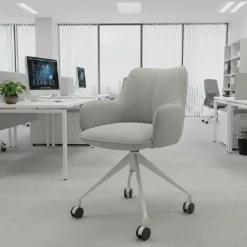 Sedia riunioni con ruote Nora, base in alluminio