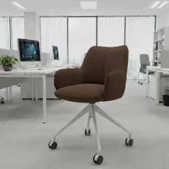 Sedia riunioni con ruote Nora, base in alluminio