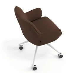 Sedia riunioni con ruote Nora, base in alluminio