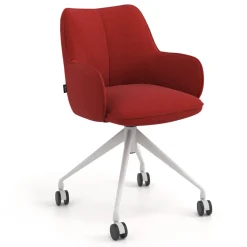 Sedia riunioni con ruote Nora, base in alluminio