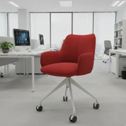 Sedia riunioni con ruote Nora, base in alluminio