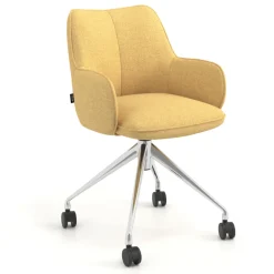 Sedia riunioni con ruote Nora, base in alluminio