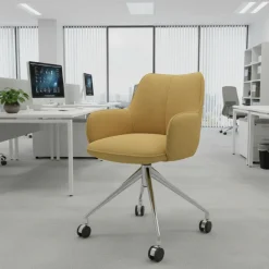 Sedia riunioni con ruote Nora, base in alluminio