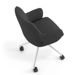 Sedia riunioni con ruote Nora, base in alluminio