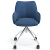 Sedia riunioni con ruote Nora, base in alluminio