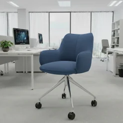 Sedia riunioni con ruote Nora, base in alluminio