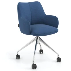 Sedia riunioni con ruote Nora, base in alluminio