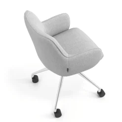 Sedia riunioni con ruote Nora, base in alluminio