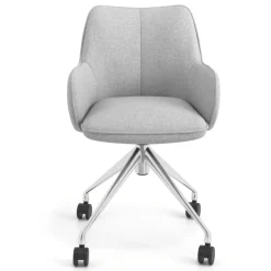 Sedia riunioni con ruote Nora, base in alluminio