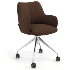 Sedia riunioni con ruote Nora, base in alluminio