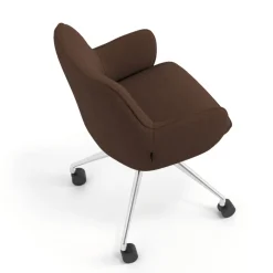 Sedia riunioni con ruote Nora, base in alluminio