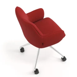 Sedia riunioni con ruote Nora, base in alluminio