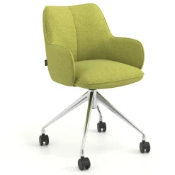 Sedia riunioni con ruote Nora, base in alluminio