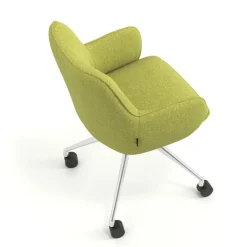 Sedia riunioni con ruote Nora, base in alluminio