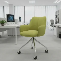 Sedia riunioni con ruote Nora, base in alluminio