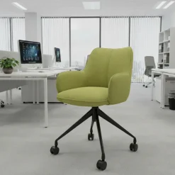 Sedia riunioni con ruote Nora, base in alluminio