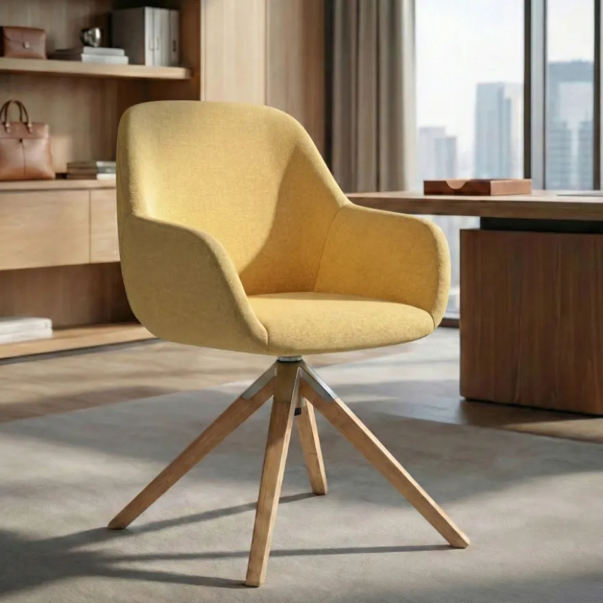 Sedia riunioni Greta, base in legno girevole
