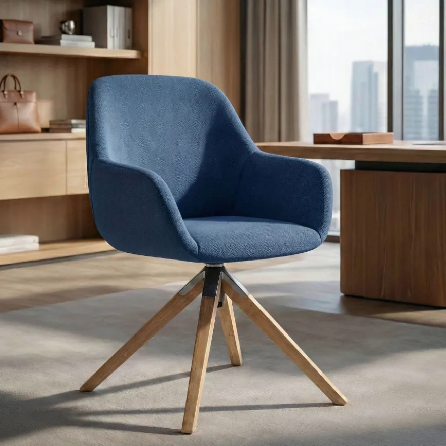 Sedia riunioni Greta, base in legno girevole