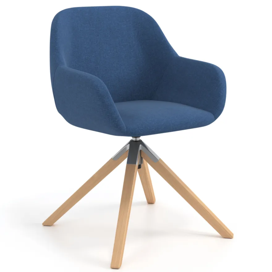 Sedia riunioni Greta, base in legno girevole