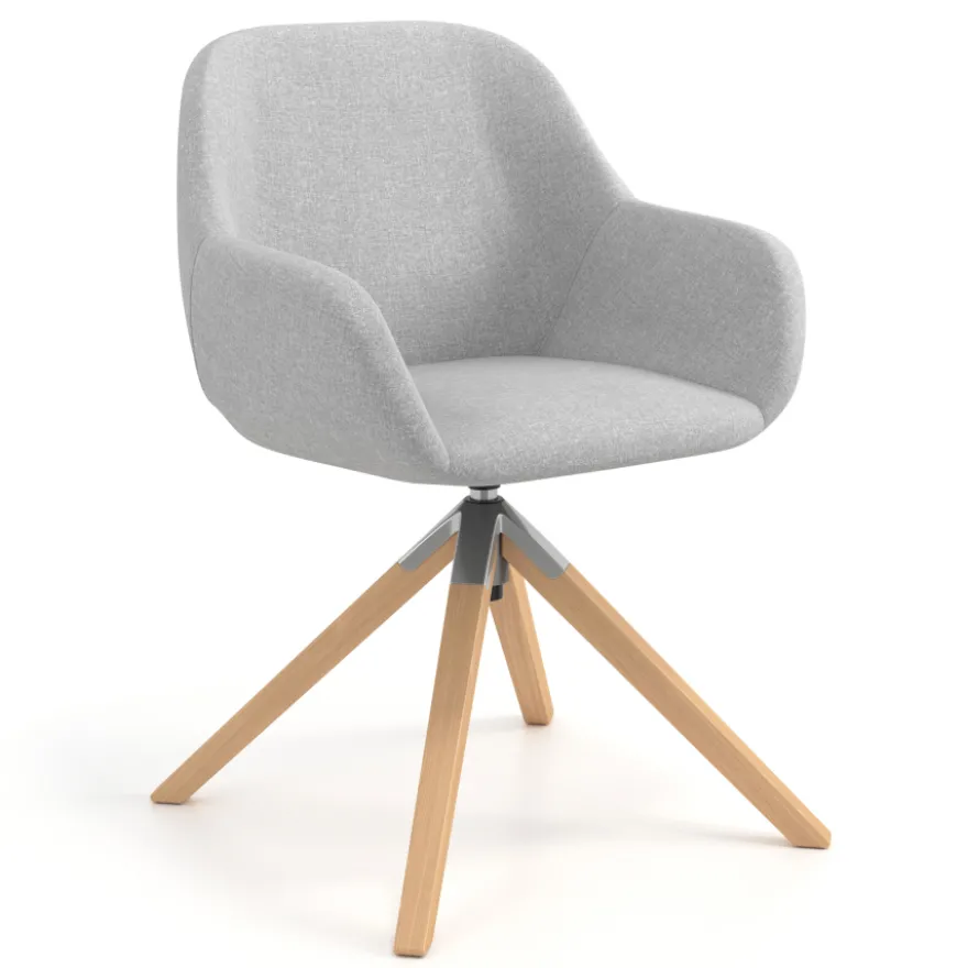 Sedia riunioni Greta, base in legno girevole
