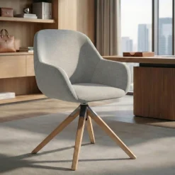 Sedia riunioni Greta, base in legno girevole