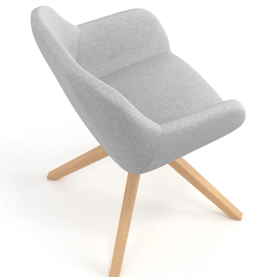 Sedia riunioni Greta, base in legno girevole